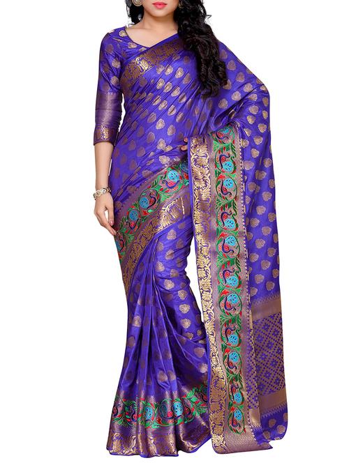 blue art silk kanjivaram saree - 14132794 - Very Small Image - 1