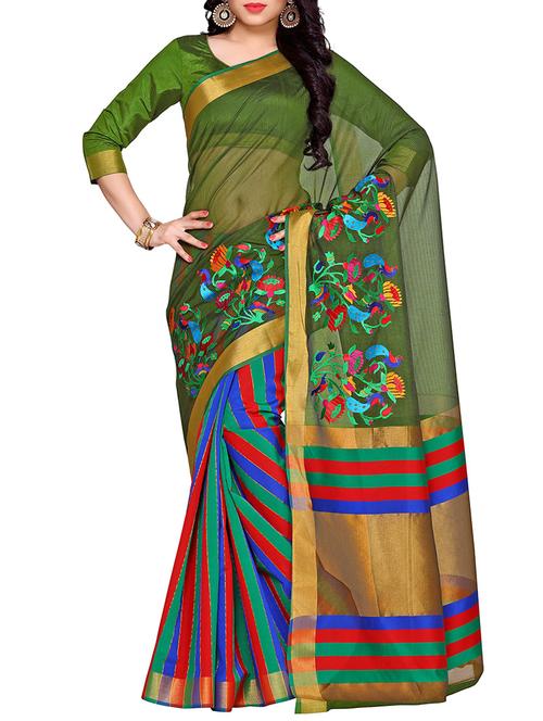 green half and half saree - 14132808 - Very Small Image - 1