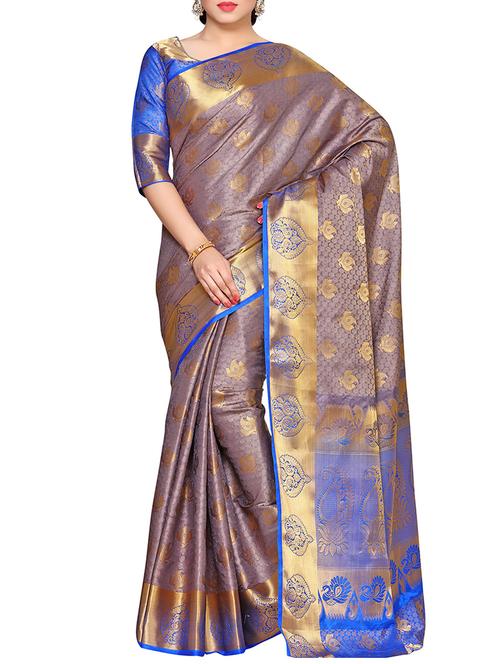 mauve art silk kanjivaram saree - 14132821 - Very Small Image - 1