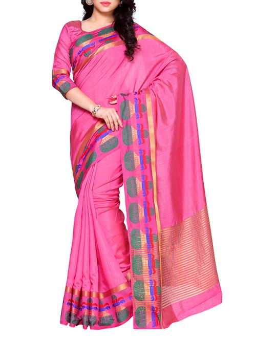 pink tussar saree - 14132842 - Very Small Image - 1