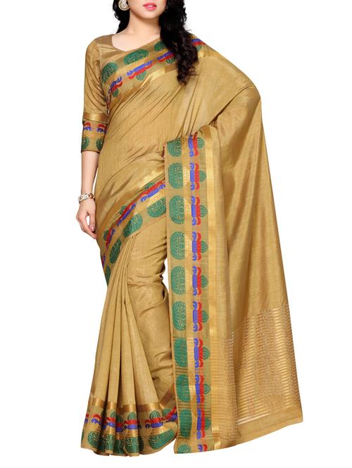 beige tussar saree - 14132844 - Very Small Image - 1