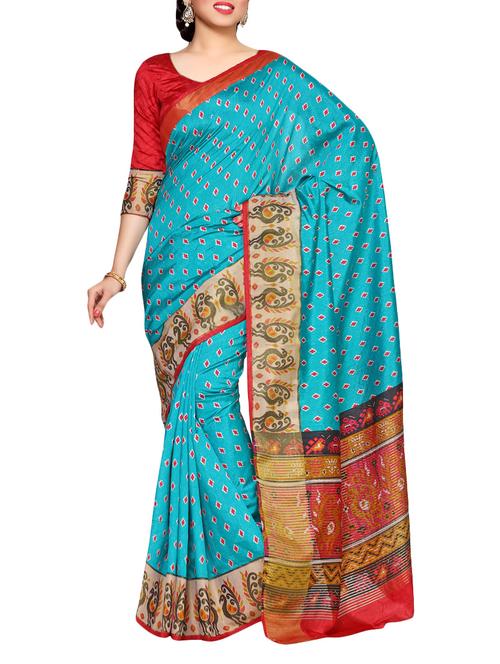 sky blue tussar saree - 14132850 - Very Small Image - 1