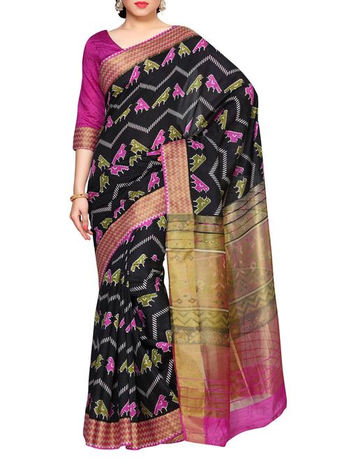 black tussar saree - 14132855 - Very Small Image - 1
