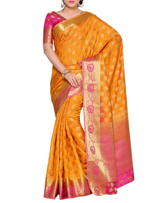 orange art silk kanjivaram saree - 14132871 - Very Small Image - 1