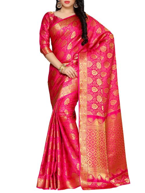 pink kanjivaram art silk saree - 14132876 - Very Small Image - 1