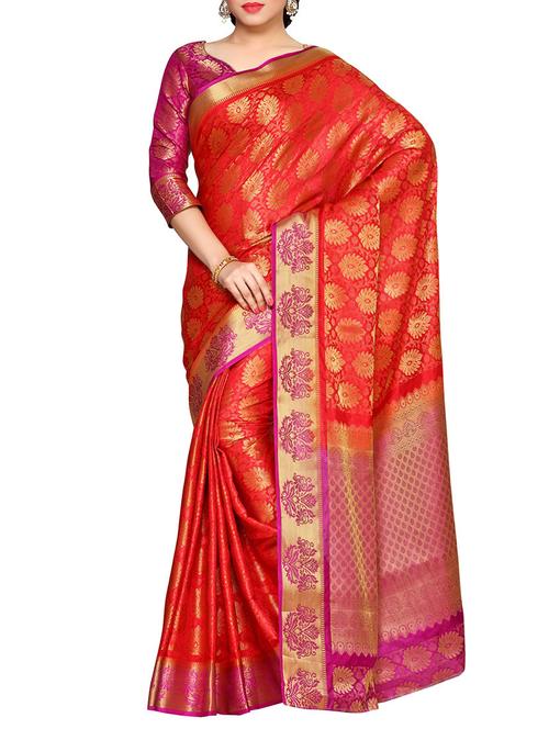 red art silk kanjivaram saree - 14132886 - Very Small Image - 1