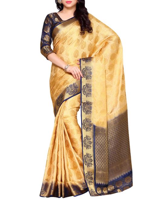 cream art silk kanjivaram saree - 14132889 - Very Small Image - 1