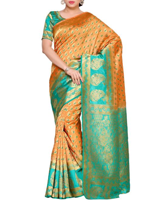 orange art silk kanjivaram saree - 14132892 - Very Small Image - 1