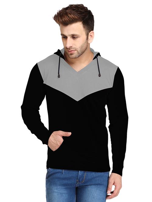 black cotton color block t-shirt - 14134724 - Very Small Image - 1