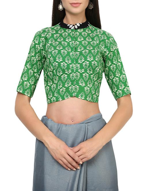 green cotton printed blouse - 14134770 - Very Small Image - 1