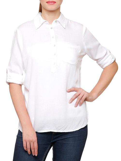 white viscose regular shirt - 14135535 - Very Small Image - 1