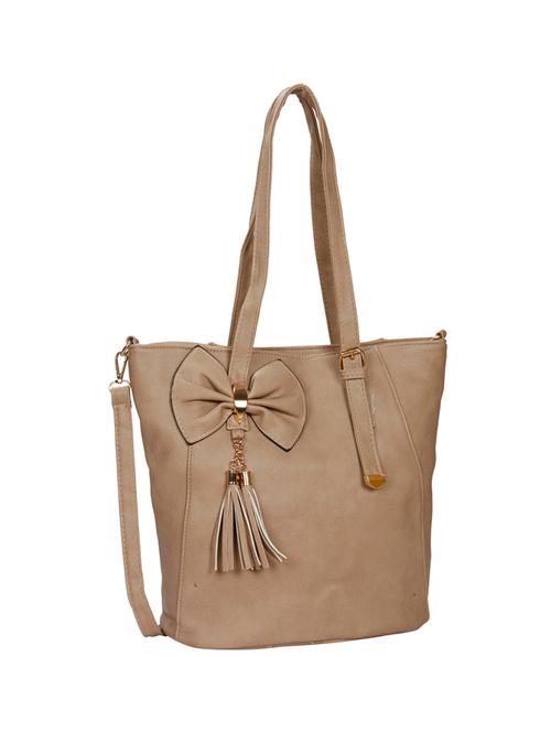 beige leatherette regular tote - 14135675 - Very Small Image - 1