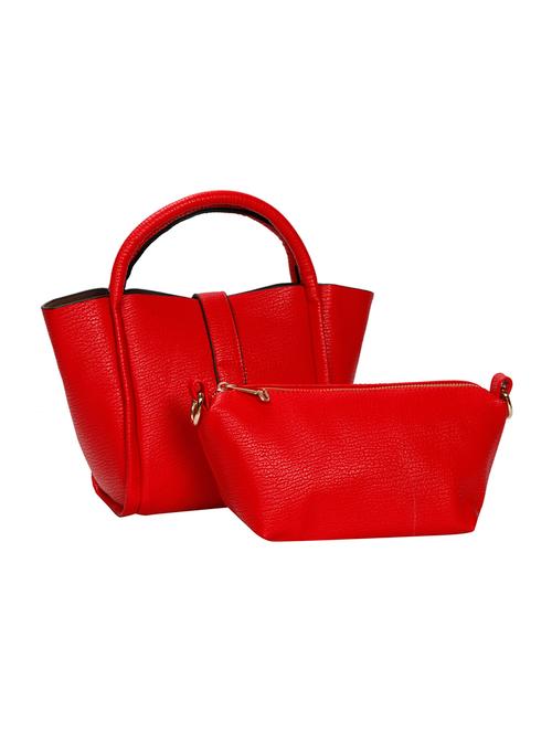 red leatherette regular tote with pouch - 14135700 - Very Small Image - 1