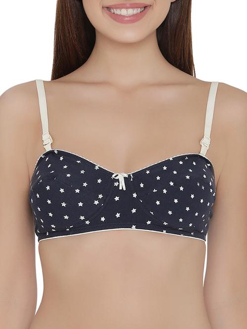 navy blue cotton balconette bra - 14136497 - Very Small Image - 1