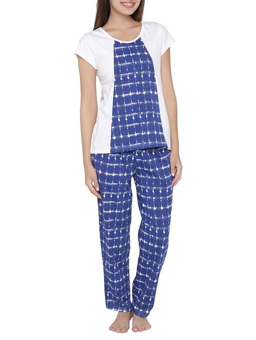 blue cotton pyjama nightwear set - 14136772 - Very Small Image - 1