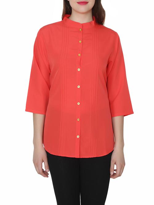 red crepe regular shirt - 14137062 - Very Small Image - 1