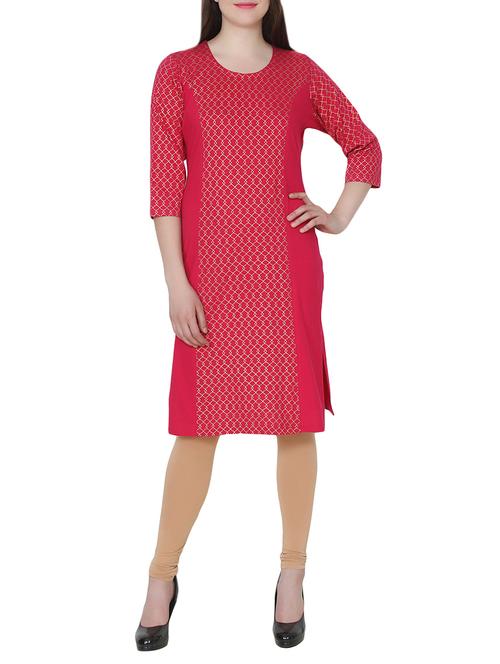 pink cotton straight kurta - 14137153 - Very Small Image - 1