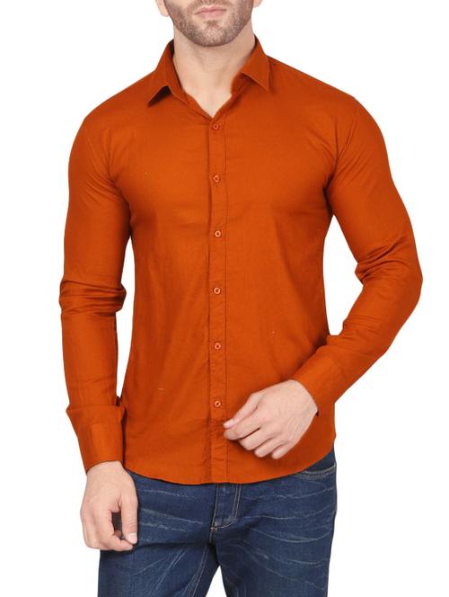 orange cotton casual shirt - 14137283 - Very Small Image - 1