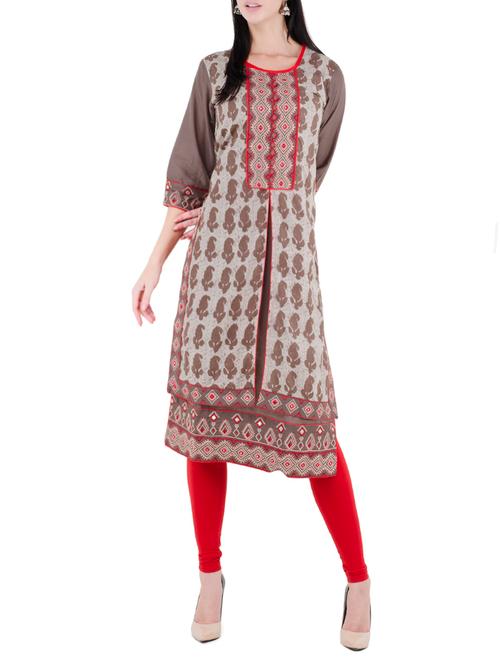 multicolored cotton straight kurta - 14137634 - Very Small Image - 1