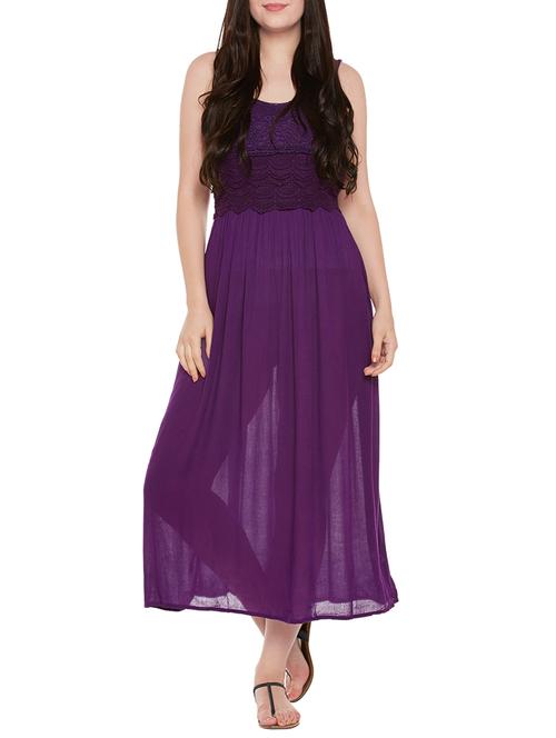 purple viscose aline dress - 14137712 - Very Small Image - 1