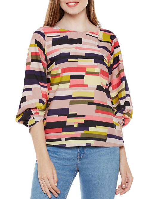 pink printed casual top - 14137789 - Very Small Image - 1