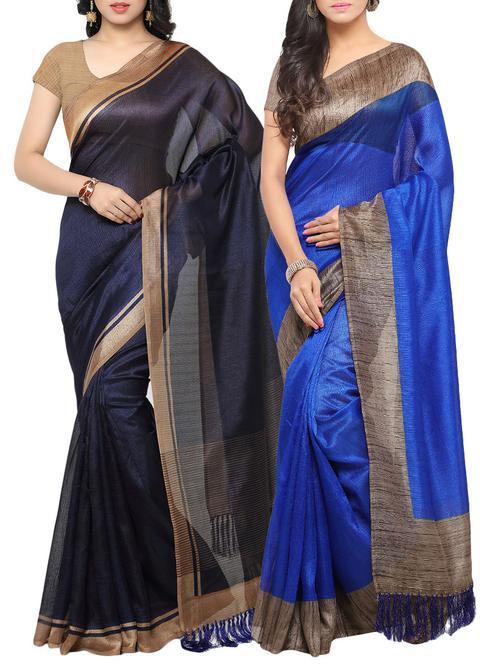 multi colored silk combos saree with blouse - 14138062 - Very Small Image - 1