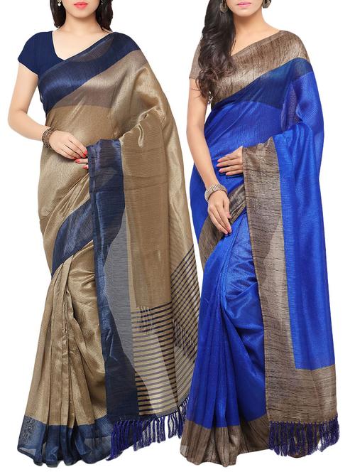 multi colored silk combos saree with blouse - 14138069 - Very Small Image - 1
