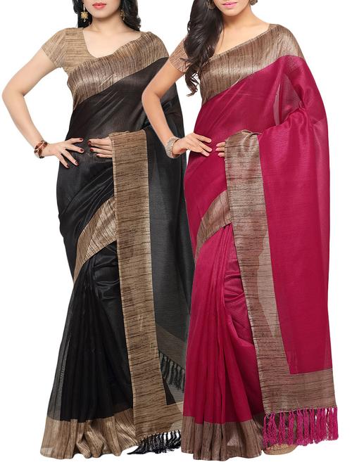 multi colored tussar silk combos saree with blouse - 14138094 - Very Small Image - 1