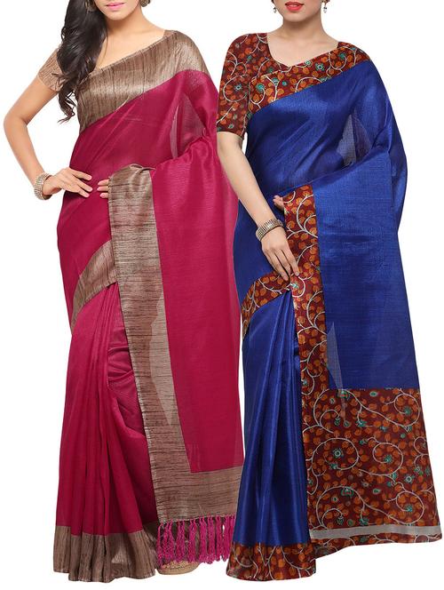 multi colored silk combos saree with blouse - 14138168 - Very Small Image - 1