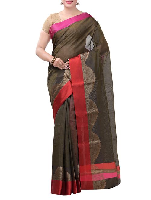 black cotton blend bordered saree - 14139136 - Very Small Image - 1