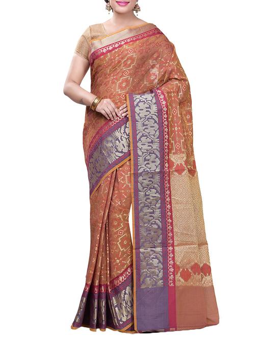 contrast border geometrical patola saree - 14139147 - Very Small Image - 1