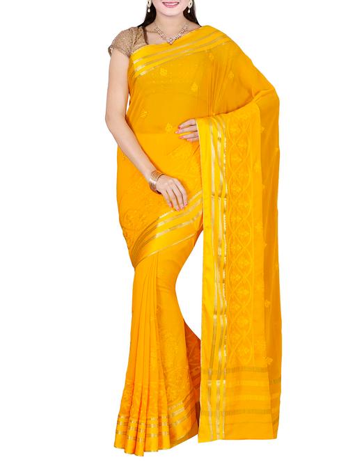 the chennai silk yellow embroidered saree - 14139475 - Very Small Image - 1