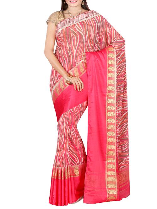 the chennai silk pink printed saree - 14139477 - Very Small Image - 1