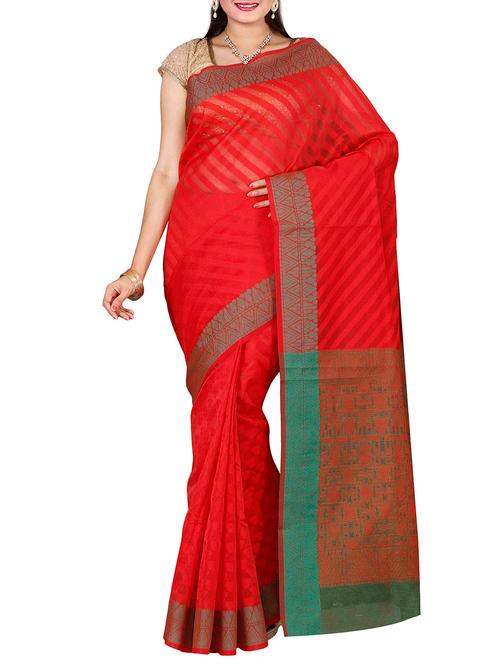 the chennai silk red chanderi saree - 14139504 - Very Small Image - 1