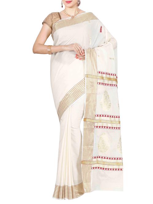 traditional cotton kasavu saree - 14139527 - Very Small Image - 1