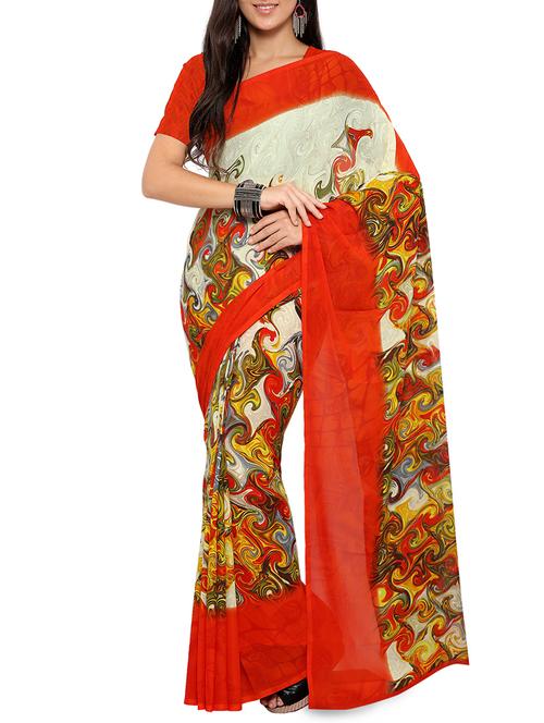 multicolor printed saree with blouse - 14142083 - Very Small Image - 1