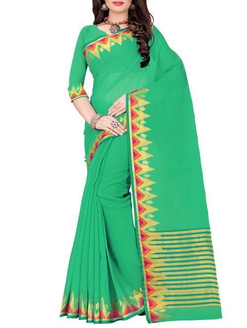 temple bordered saree with blouse - 14143805 - Very Small Image - 1