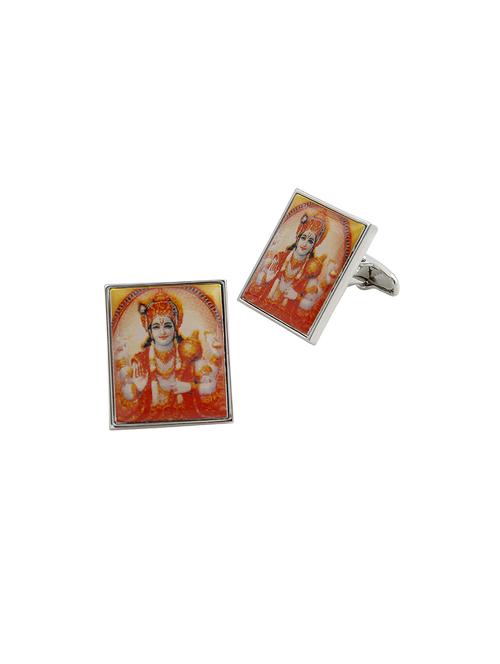 orange metal cufflink - 14144387 - Very Small Image - 1