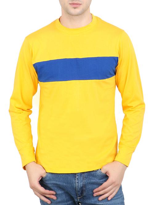 yellow cotton color block t-shirt - 14148301 - Very Small Image - 1