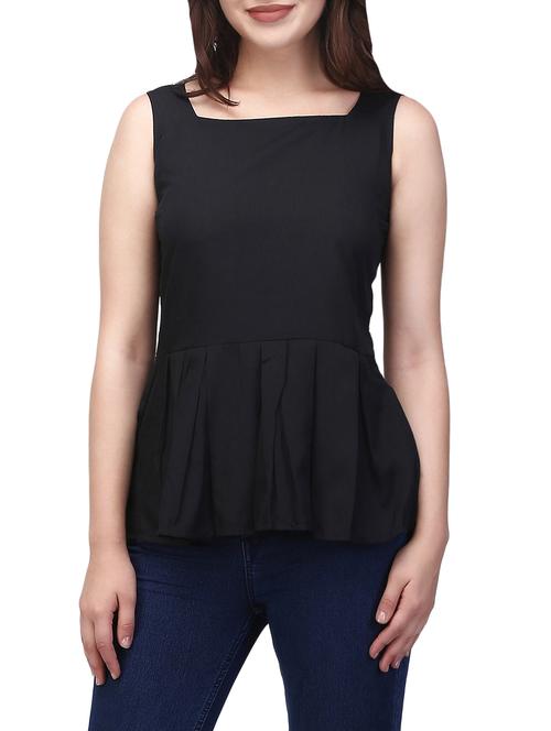 black crepe peplum top - 14151063 - Very Small Image - 1