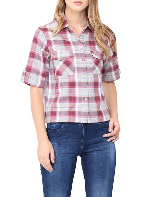 multicolor check print cotton shirt - 14151184 - Very Small Image - 1