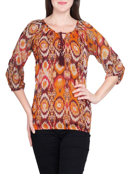 orange printed top - 14151210 - Very Small Image - 1