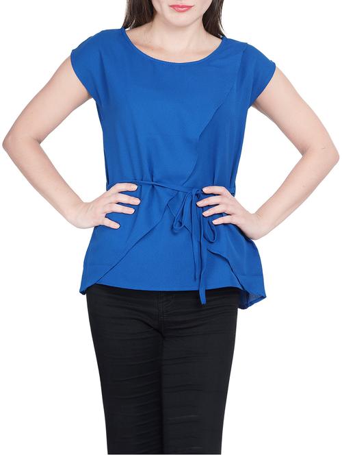 blue viscose layered top - 14151214 - Very Small Image - 1