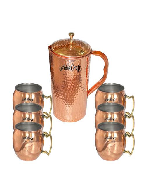 pure copper hammered jug & 6 solid copper moscow mule mug - 14151640 - Very Small Image - 1