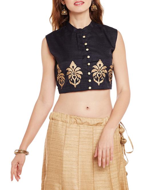 black cotton printed blouse - 14152435 - Very Small Image - 1