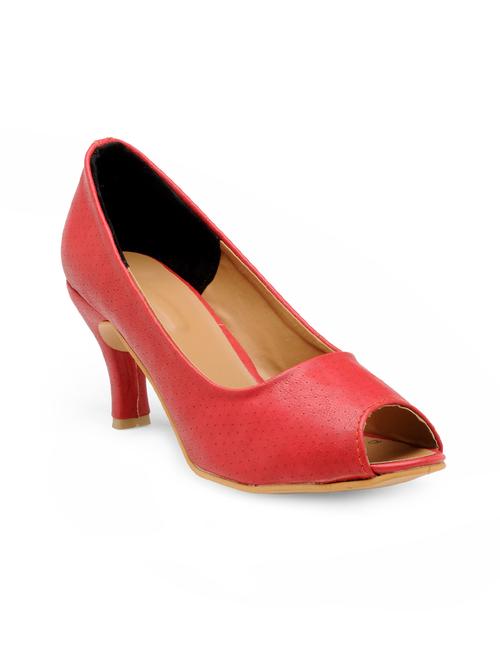 red faux leather slip on sandals - 14152585 - Very Small Image - 1