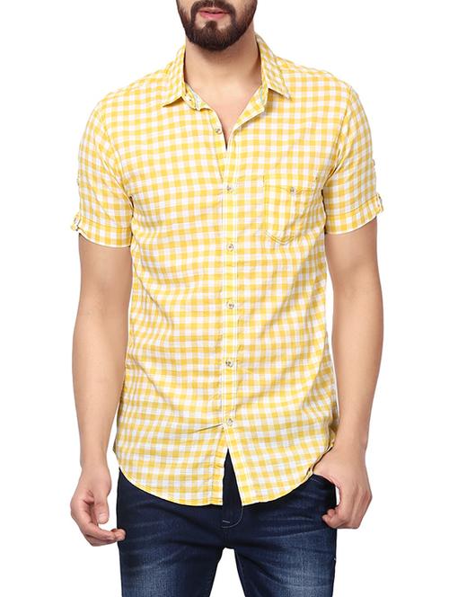 yellow cotton casual shirt - 14153768 - Very Small Image - 1