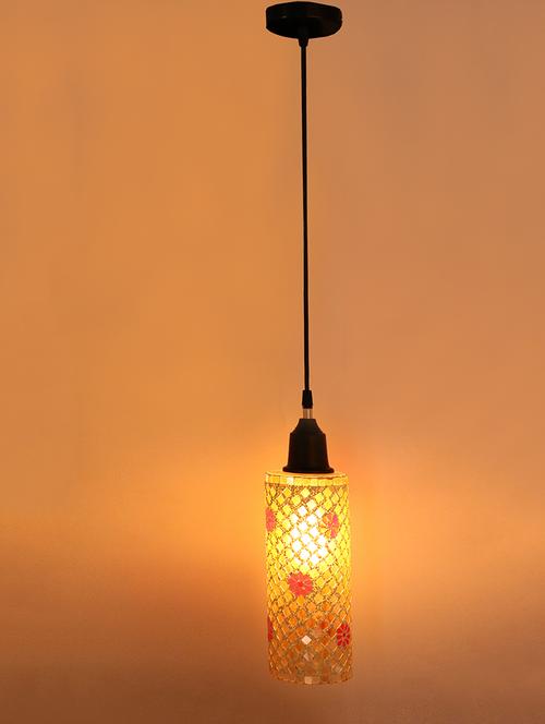 decorative colorful mosaic pendant hanging lamp ornamented with colorful chips & beads - 14154620 - Very Small Image - 1