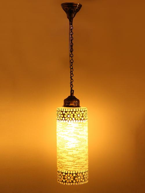 decorative colorful mosaic pendant hanging lamp ornamented with colorful chips & beads - 14154623 - Very Small Image - 1