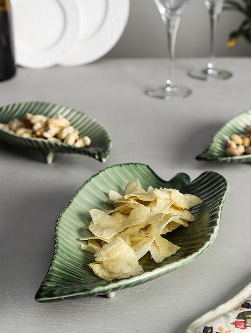 ceramic green leaf platter set of 3 - 14155006 - Very Small Image - 1